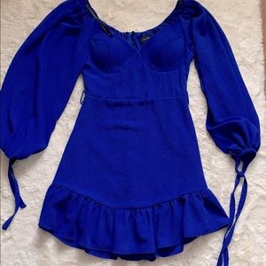 Blue Ruffle Fitted Dress